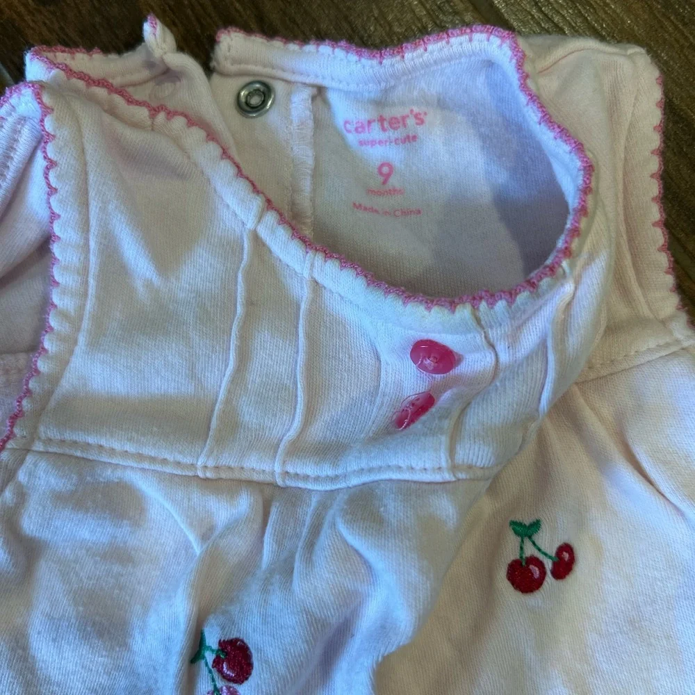 Carter's Pink and Red Diaper Covers Cherry Embroidery